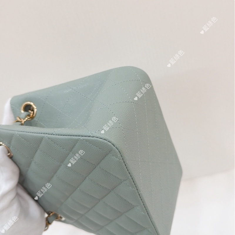 莉亞精品♡ Chanel AS3176 經典mini 水桶包 藍綠色 二手-7