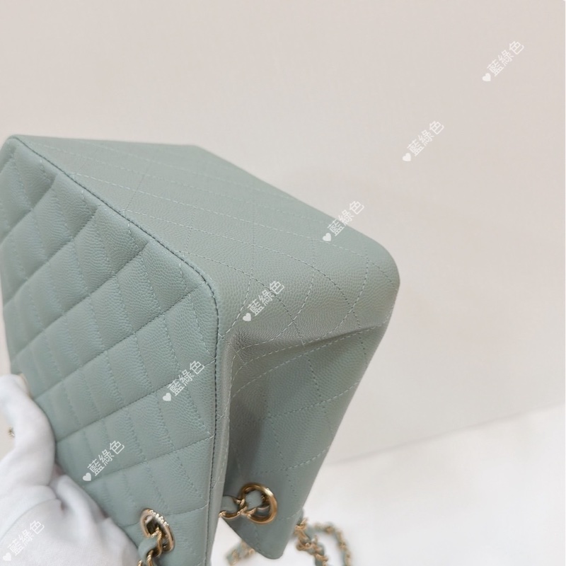 莉亞精品♡ Chanel AS3176 經典mini 水桶包 藍綠色 二手-8