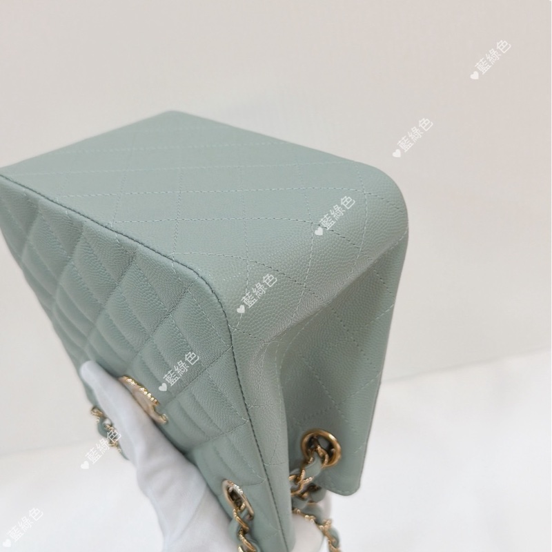 莉亞精品♡ Chanel AS3176 經典mini 水桶包 藍綠色 二手-10