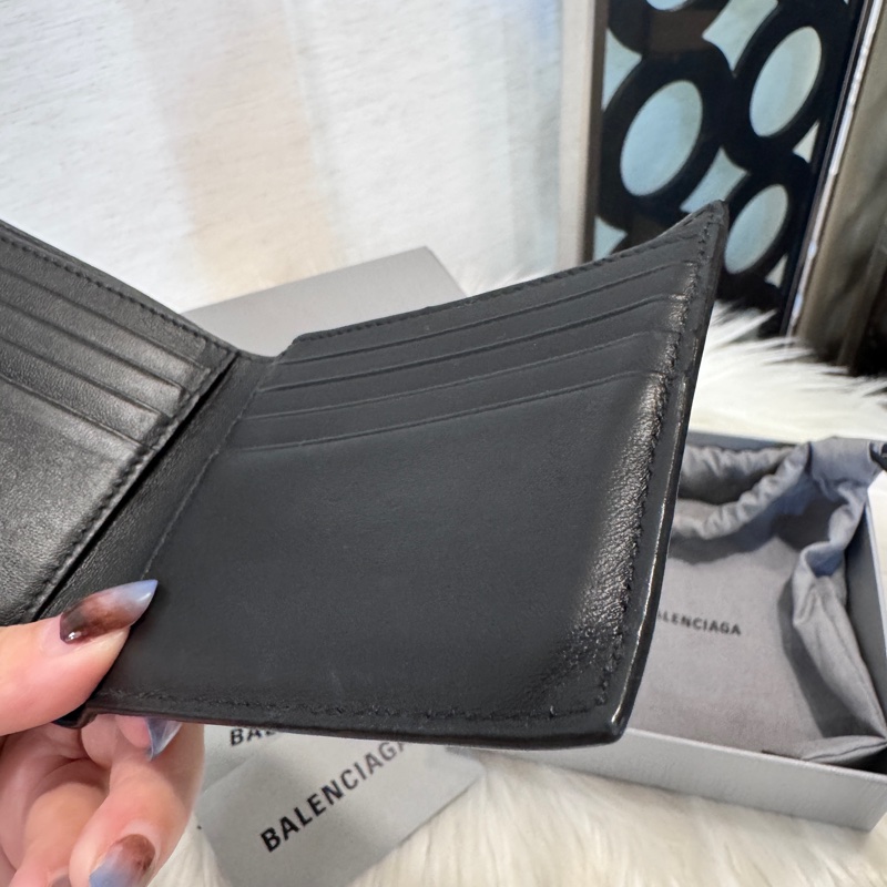 Balenciaga 巴黎世家 Monaca 黑復刻羊皮黑釦短夾-11