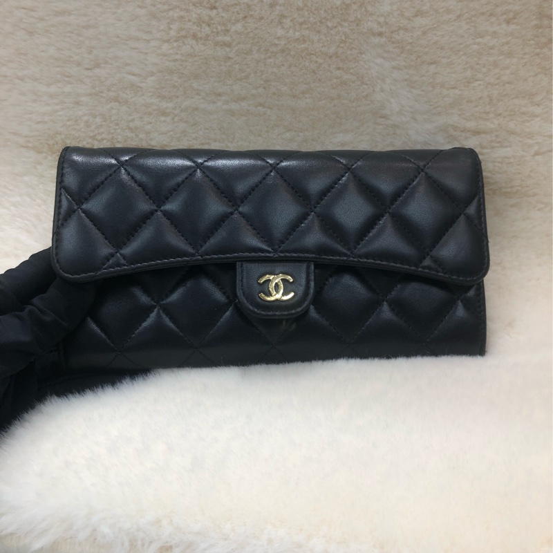 Chanel 黑色長銀包 長夾 芯片 XC177-0