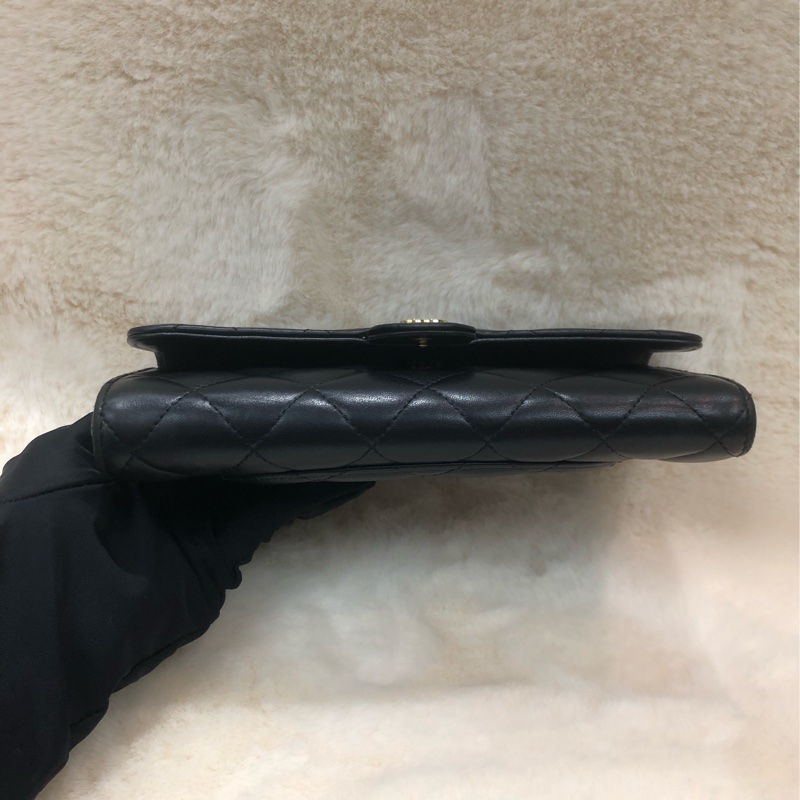 Chanel 黑色長銀包 長夾 芯片 XC177-4