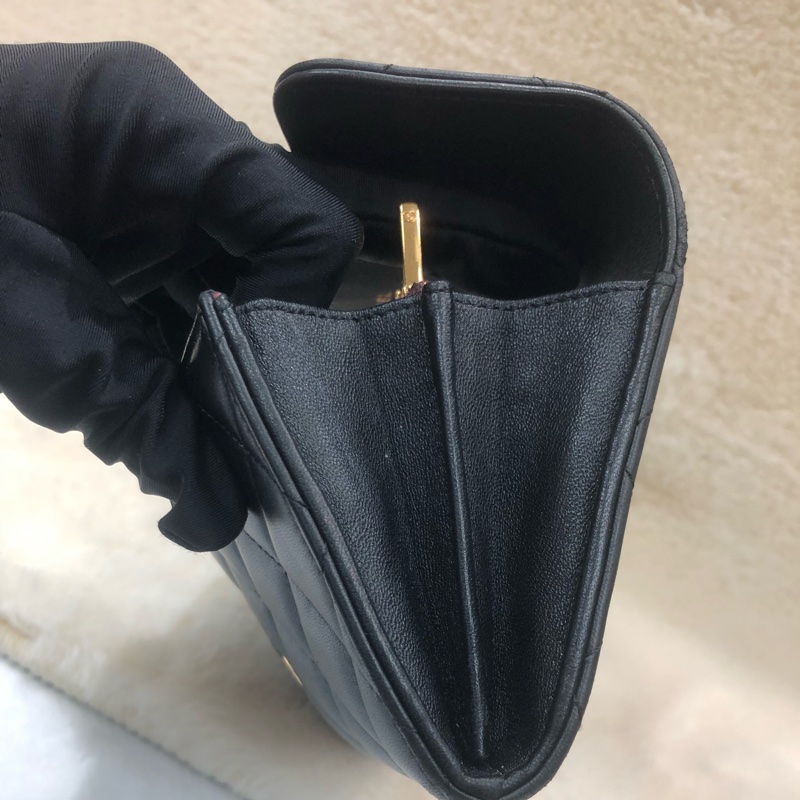 Chanel 黑色長銀包 長夾 芯片 XC177-6