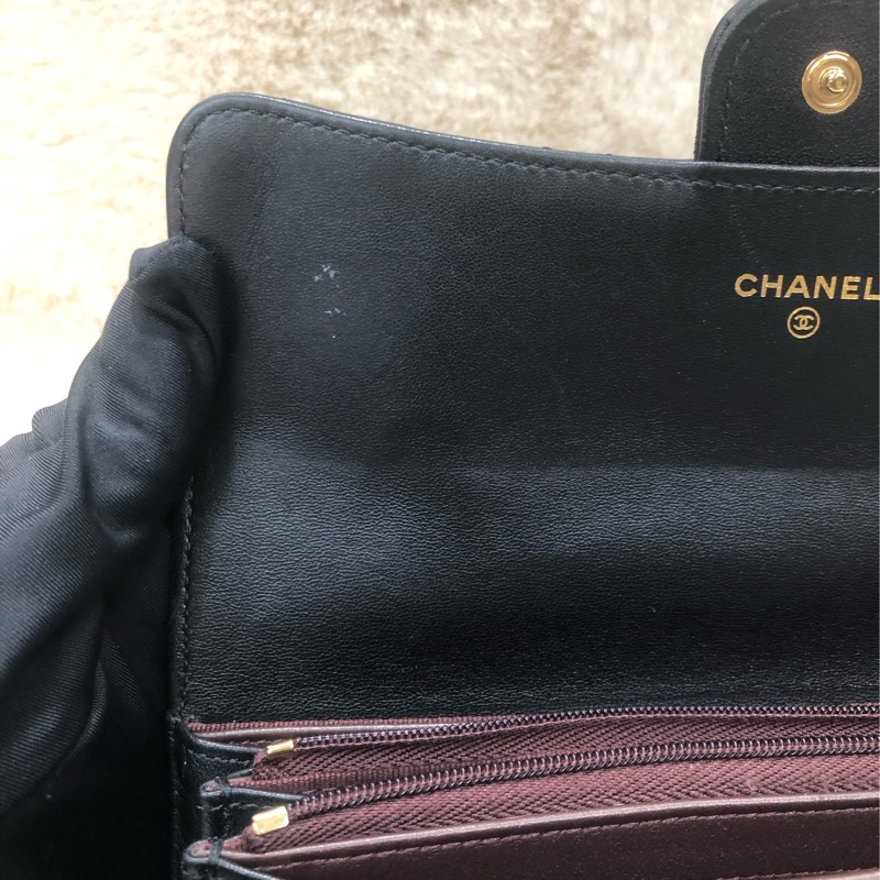 Chanel 黑色長銀包 長夾 芯片 XC177-8