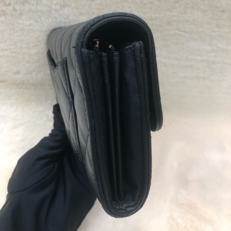 Chanel 黑色長銀包 長夾 芯片 XC177-13