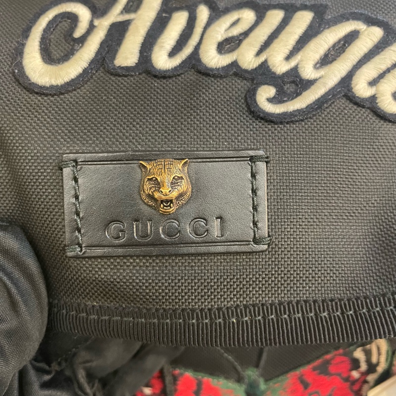 GUCCI/虎头刺绣双肩包 黑色款 男女都能背 虎头+花朵刺绣设计 拉链+抽绳 多口袋 肩带可调节 98新-8