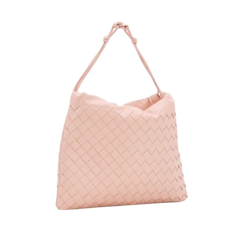 🌺2026春夏新品特價上市🌺Bottega Veneta 796728 編織小牛皮抽繩福袋包 粉色-6