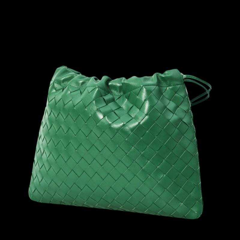 ✨全新真品✨ Bottega Veneta 796728 編織小牛皮抽繩福袋包 綠色-4
