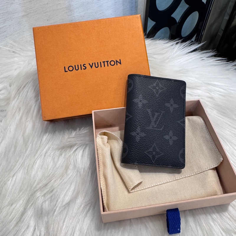 LV 黑灰老花卡夾 卡包-0