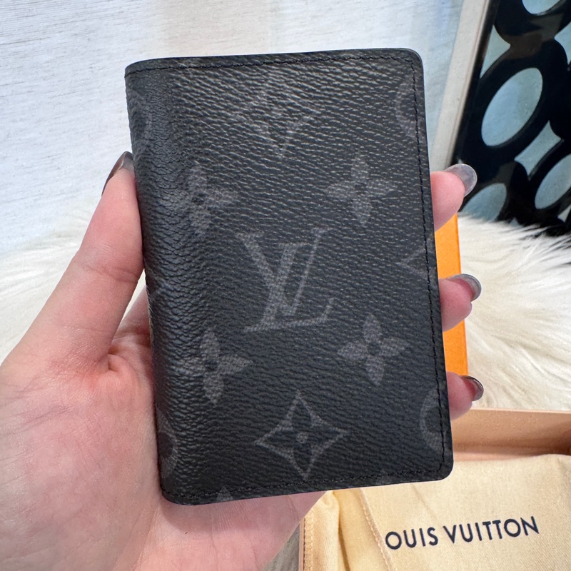 LV 黑灰老花卡夾 卡包-1