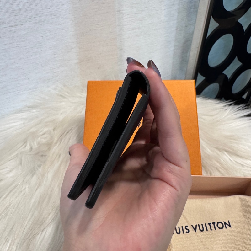 LV 黑灰老花卡夾 卡包-4