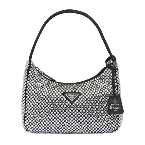 Prada 女士 仿水晶裝飾緞面徽標迷你手袋均碼碼MINI、22cm*6cm*17cm