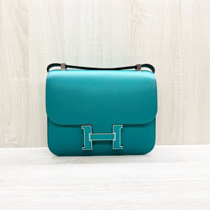 HERMES綠色EPSOM銀釦康康24肩側背包M071242CKAA-1