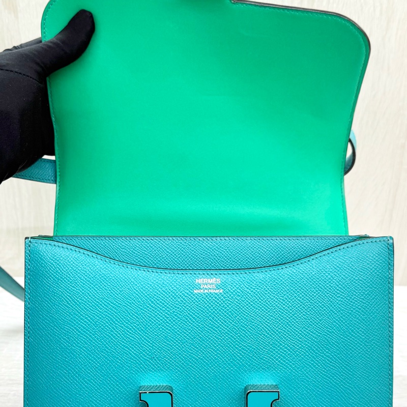 HERMES綠色EPSOM銀釦康康24肩側背包M071242CKAA-13