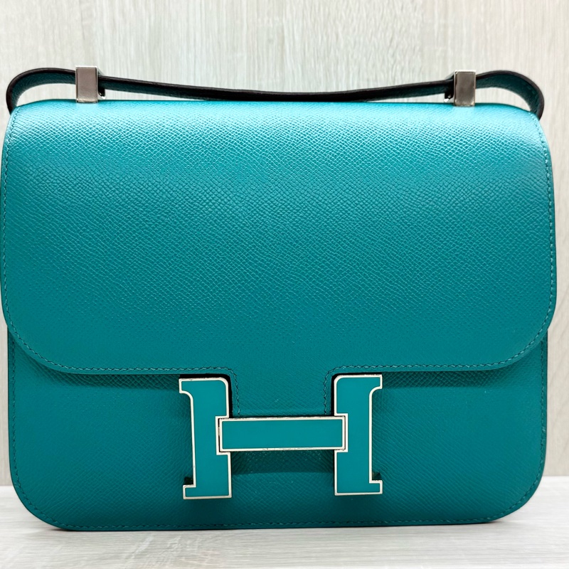HERMES綠色EPSOM銀釦康康24肩側背包M071242CKAA-14