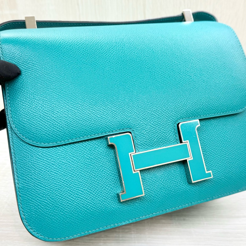 HERMES綠色EPSOM銀釦康康24肩側背包M071242CKAA-16