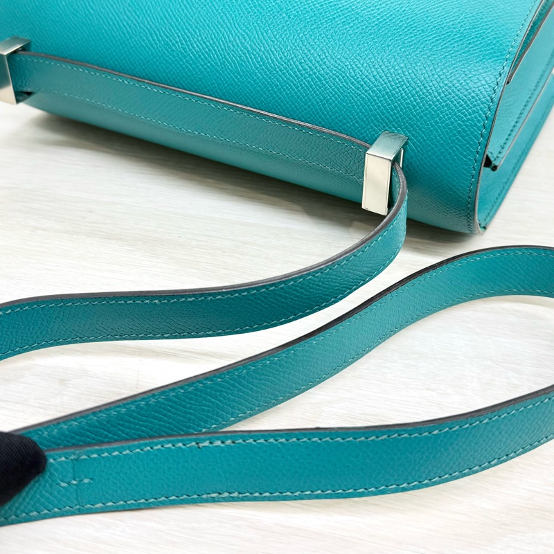 HERMES綠色EPSOM銀釦康康24肩側背包M071242CKAA-18