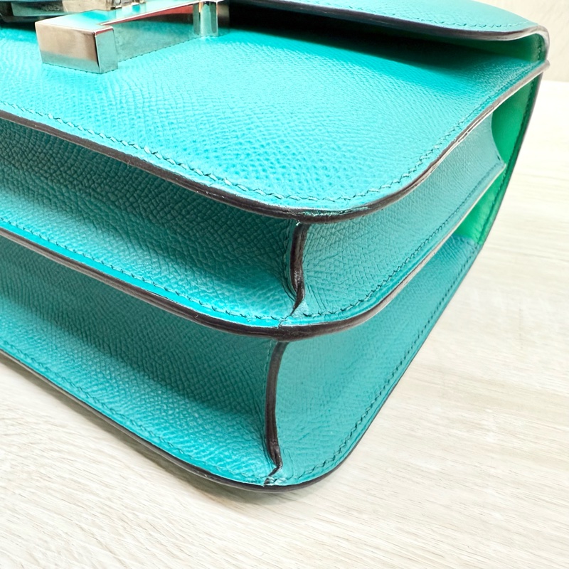 HERMES綠色EPSOM銀釦康康24肩側背包M071242CKAA-20