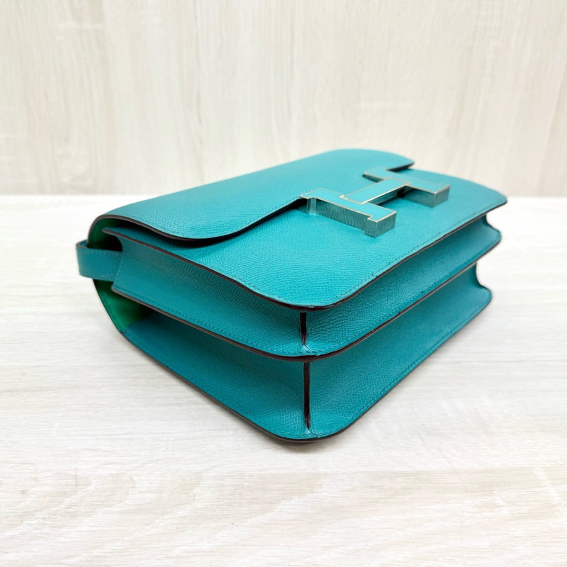 HERMES綠色EPSOM銀釦康康24肩側背包M071242CKAA-23