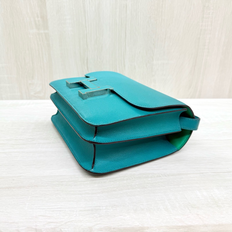 HERMES綠色EPSOM銀釦康康24肩側背包M071242CKAA-24