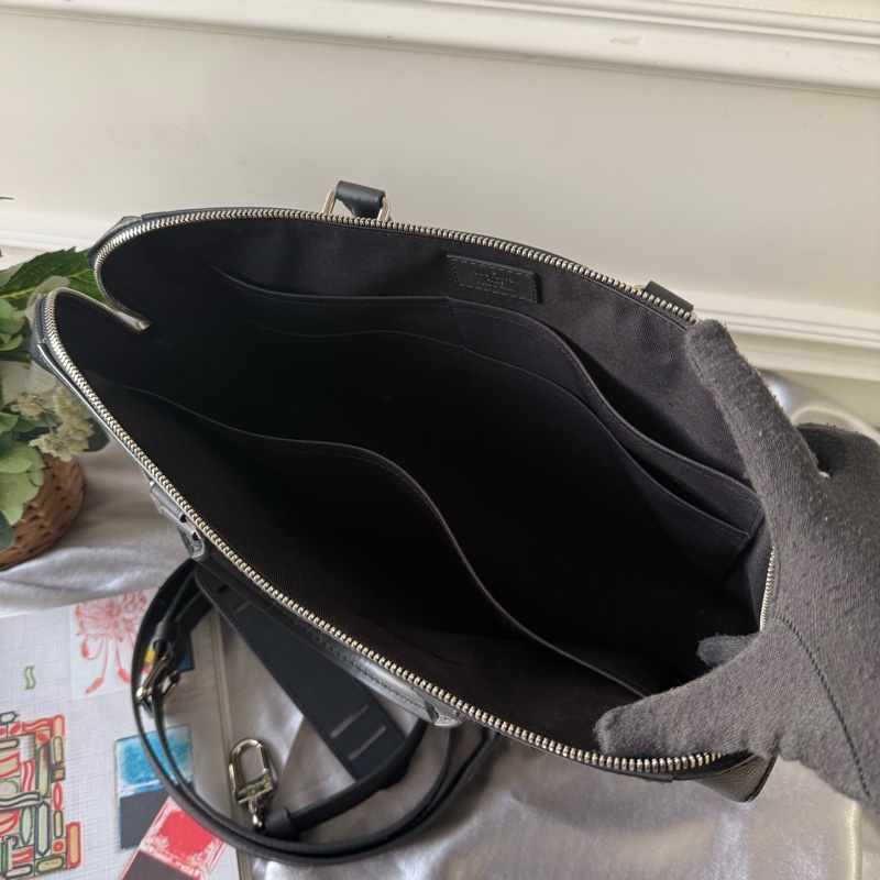 PDJ 經典棋盤格塗層帆布二用公事包(黑灰色)-4