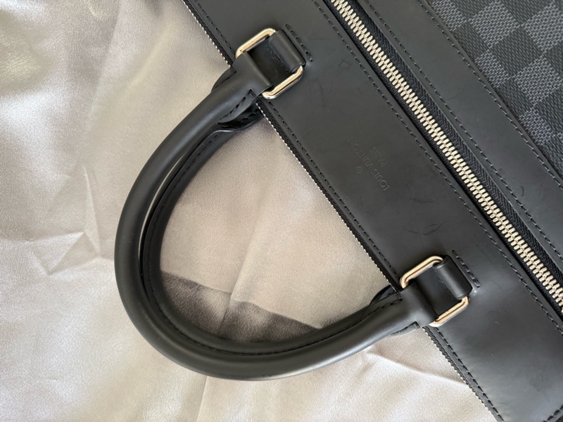 PDJ 經典棋盤格塗層帆布二用公事包(黑灰色)-6