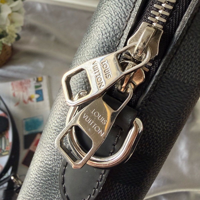 PDJ 經典棋盤格塗層帆布二用公事包(黑灰色)-7