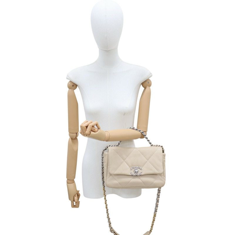 膚色 羊皮 19 口蓋 鍊帶 肩背包 AS1160【CHANEL 香奈兒】 AS1160-9