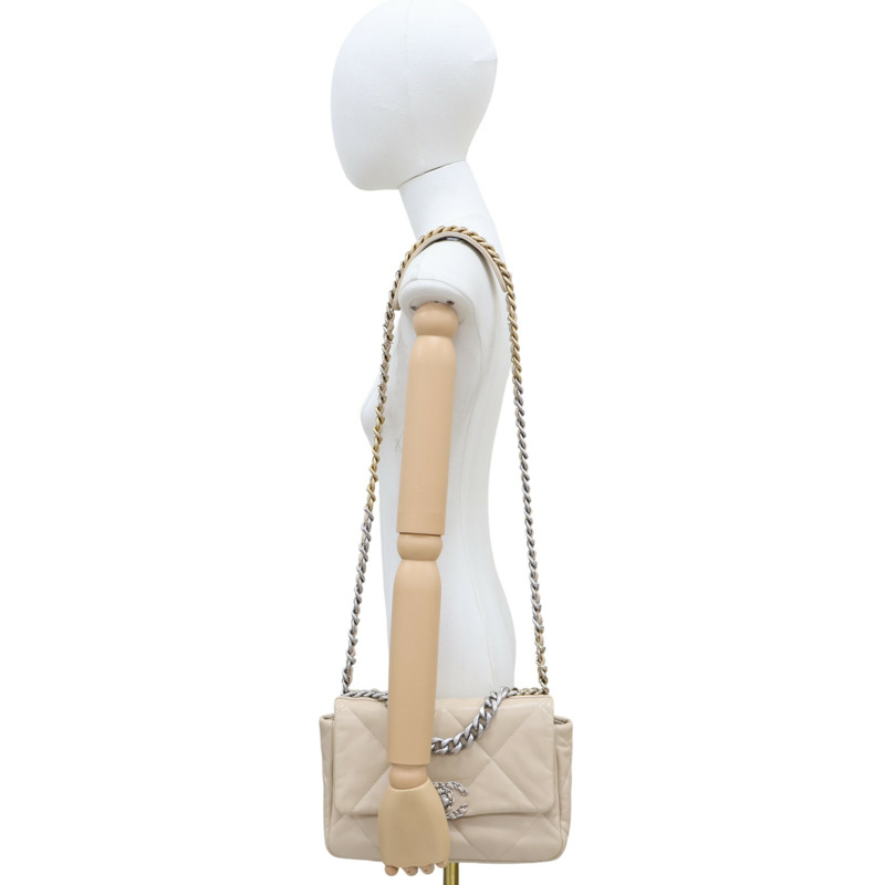 膚色 羊皮 19 口蓋 鍊帶 肩背包 AS1160【CHANEL 香奈兒】 AS1160-10