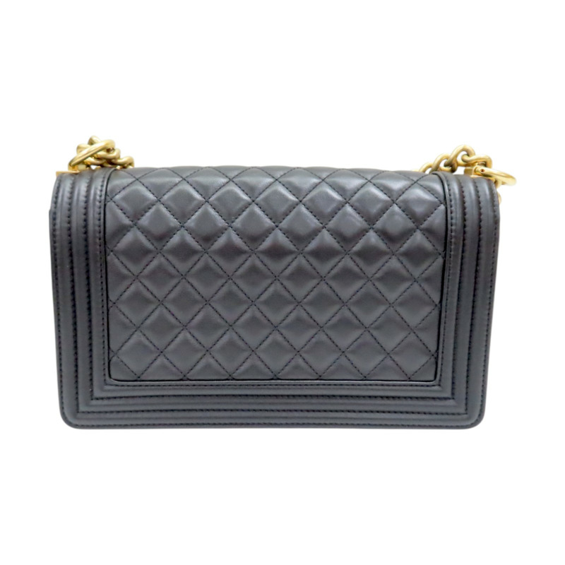 黑色 牛皮 菱格紋 荔枝紋 Boy 25 鍊帶 肩背包 金扣【CHANEL 香奈兒】 A67086-1