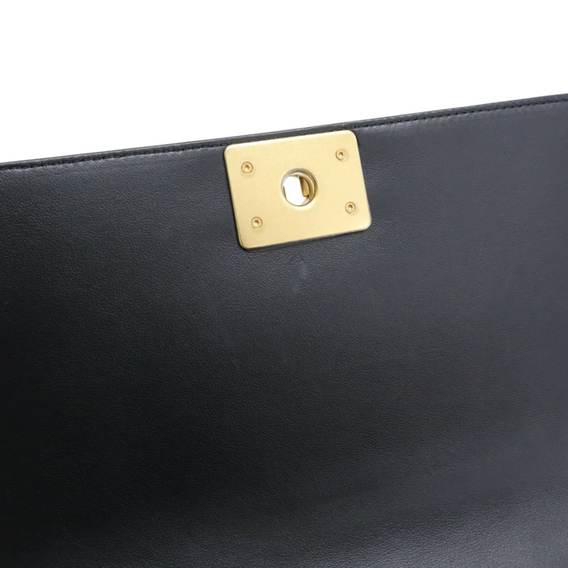 黑色 牛皮 菱格紋 荔枝紋 Boy 25 鍊帶 肩背包 金扣【CHANEL 香奈兒】 A67086-13