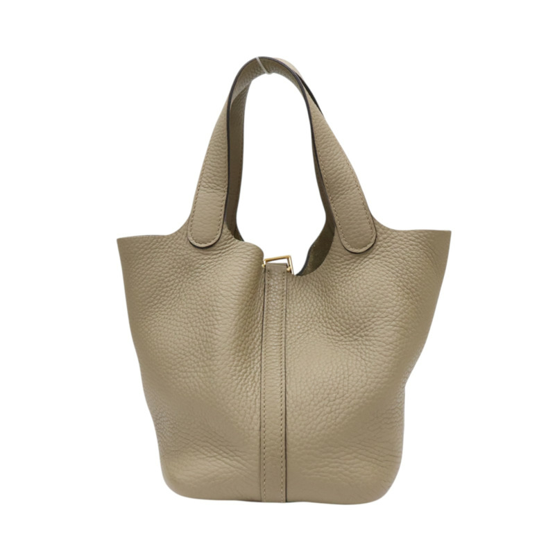 風衣灰 Taurillon 牛皮 Picotin Lock 18 手提包 B刻 金扣【HERMES 愛馬仕】 H056289CK-1