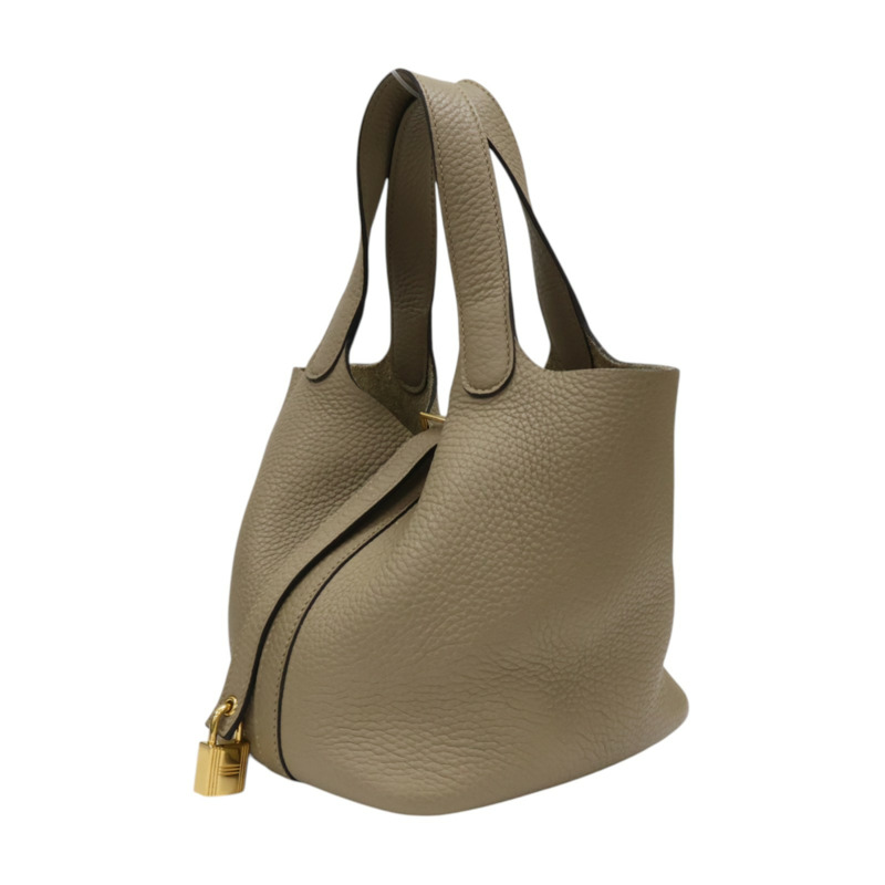 風衣灰 Taurillon 牛皮 Picotin Lock 18 手提包 B刻 金扣【HERMES 愛馬仕】 H056289CK-2