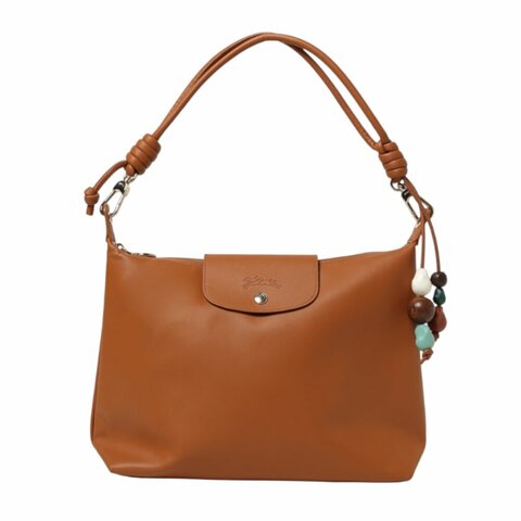 【LONGCHAMP】Le Pliage Xtra M Hobo 串珠 牛皮 半月形單肩包 肩背包 斜背包 腰果色 10189HGVM19
