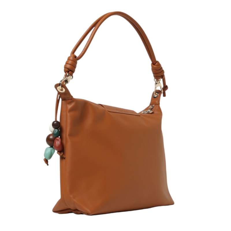 【LONGCHAMP】Le Pliage Xtra M Hobo 串珠 牛皮 半月形單肩包 肩背包 斜背包 腰果色 10189HGVM19-2
