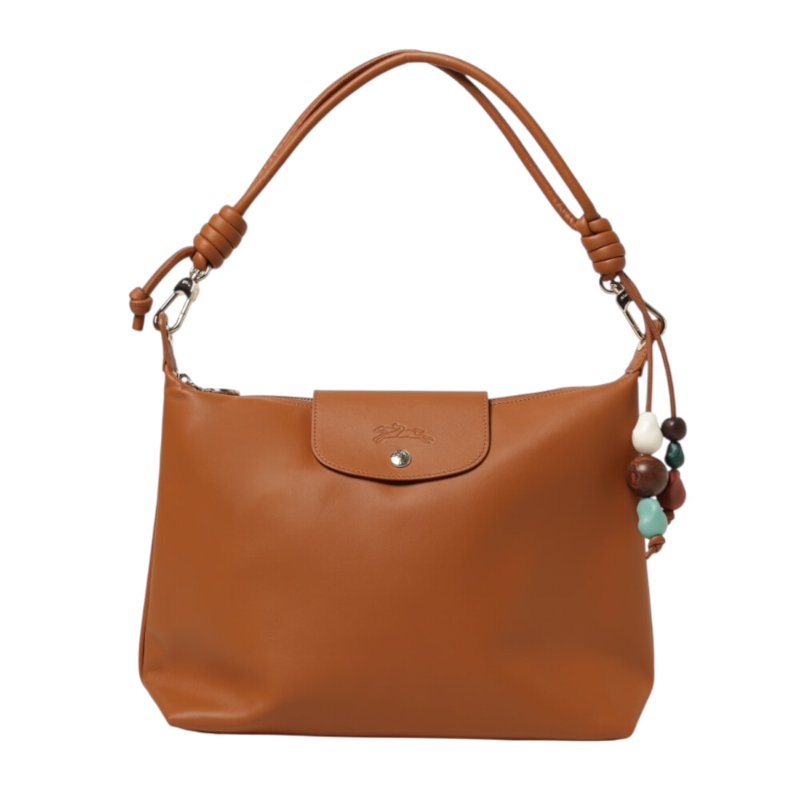 【LONGCHAMP】Le Pliage Xtra M Hobo 串珠 牛皮 半月形單肩包 肩背包 斜背包 腰果色 10189HGVM19-3