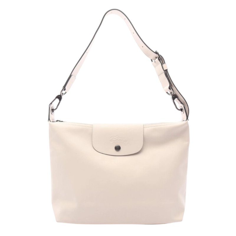 【LONGCHAMP】Le Pliage Xtra M Hobo 牛皮 半月形單肩包 肩背包 斜背包 白紙色 10189987555-0