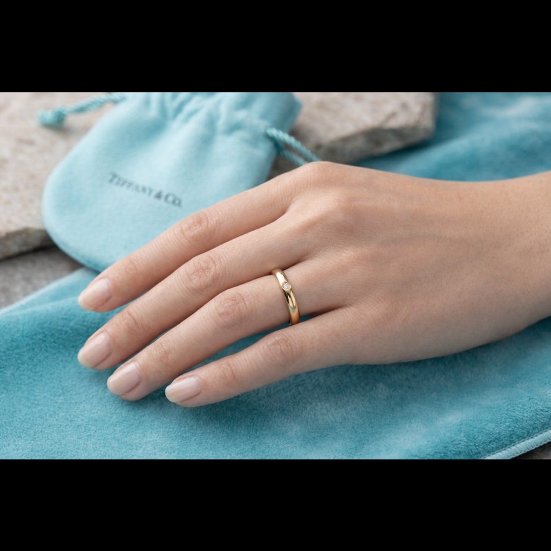 TIFFANY & Co. Elsa Peretti 系列 18K金 750 天然鑽石戒指 鑽戒-0
