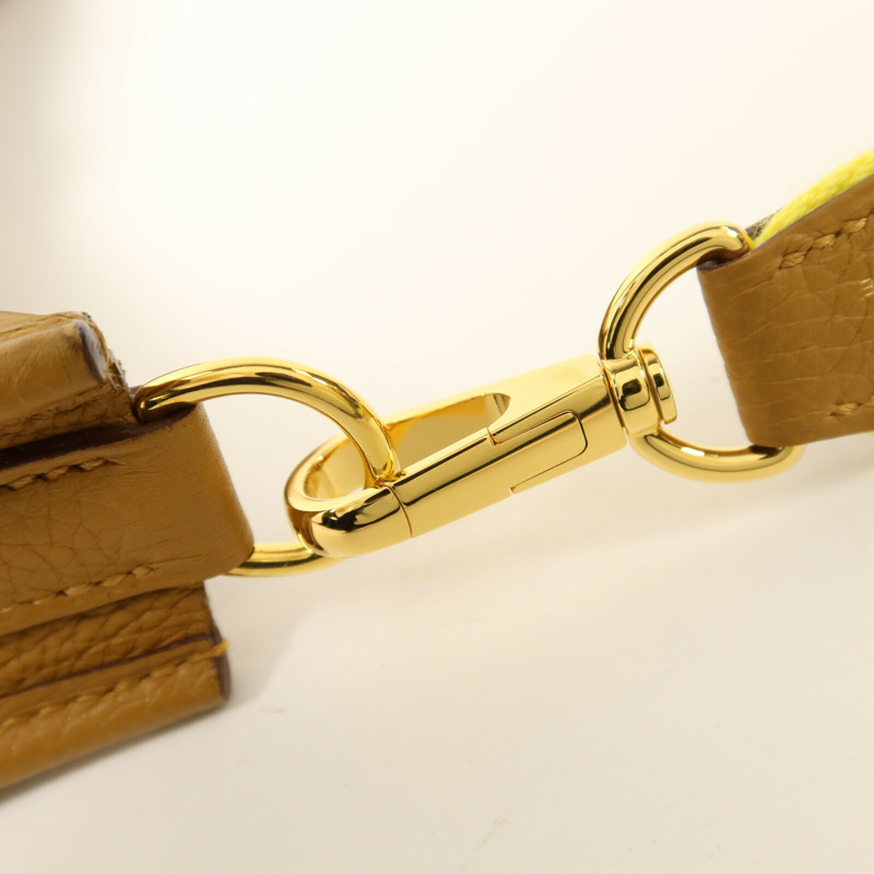 HERMES Maurice皮革Evelyne TPM金扣肩背袋Sesame/Lime-7