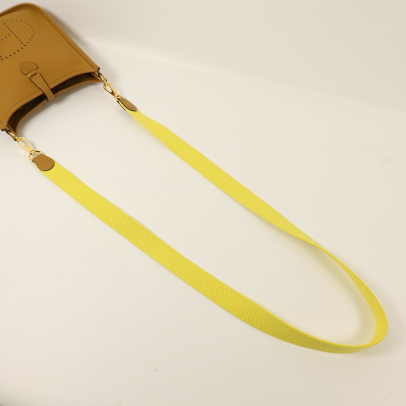 HERMES Maurice皮革Evelyne TPM金扣肩背袋Sesame/Lime-8