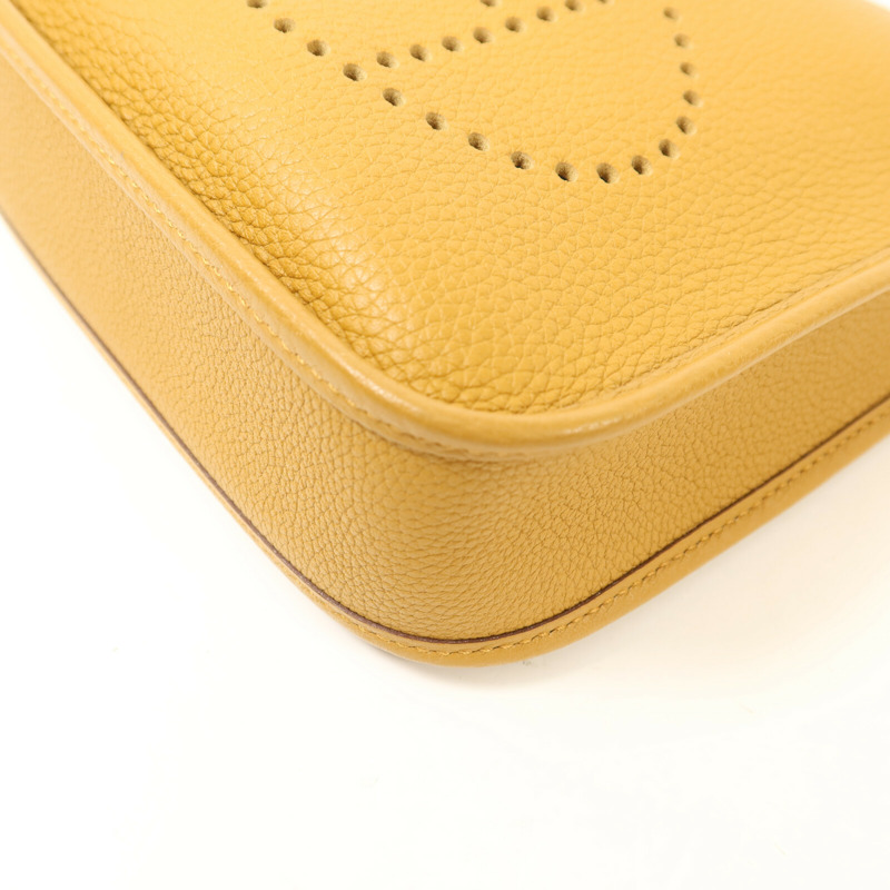 HERMES Maurice皮革Evelyne TPM金扣肩背袋Sesame/Lime-11