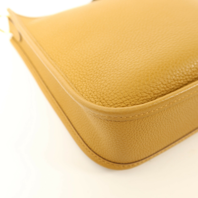 HERMES Maurice皮革Evelyne TPM金扣肩背袋Sesame/Lime-12