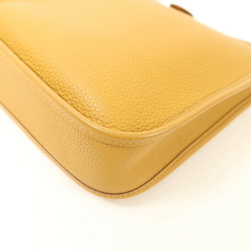 HERMES Maurice皮革Evelyne TPM金扣肩背袋Sesame/Lime-13
