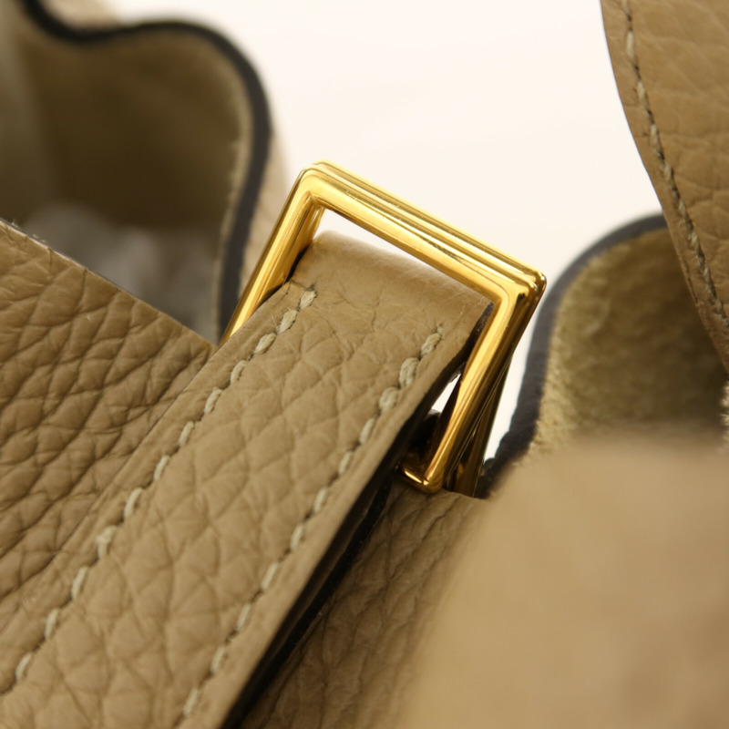 HERMES Clemence皮革Picotin MM金扣手挽袋Trench-7