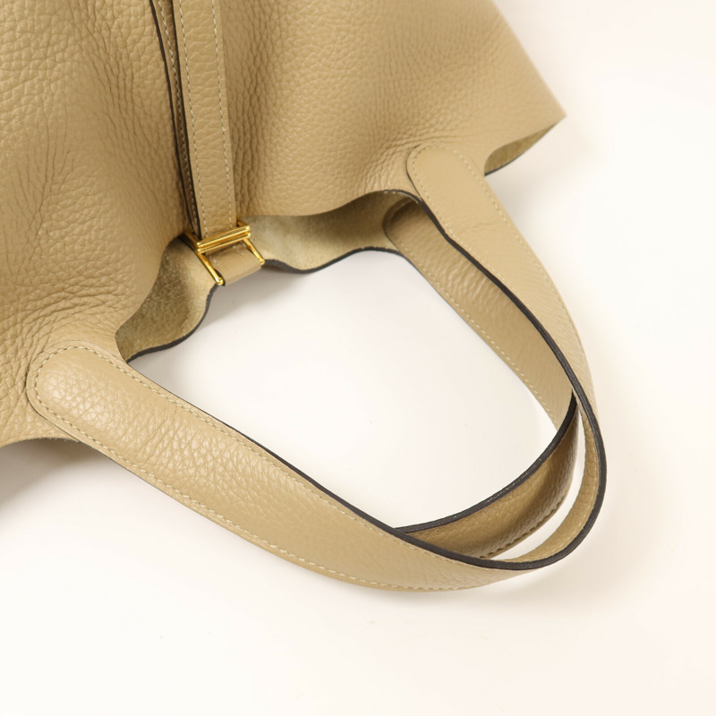 HERMES Clemence皮革Picotin MM金扣手挽袋Trench-8