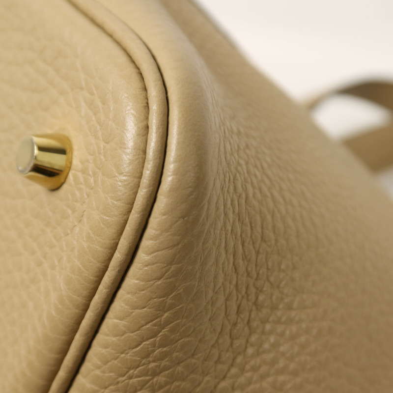 HERMES Clemence皮革Picotin MM金扣手挽袋Trench-12