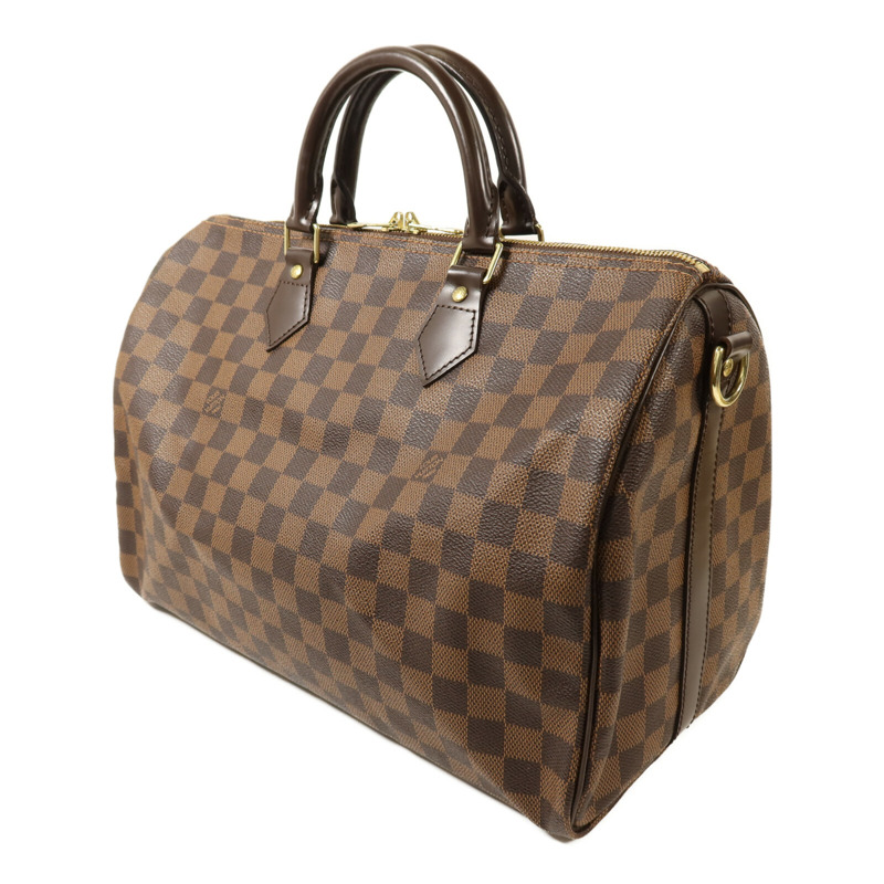 LOUIS VUITTON Damier Speedy Bandouliere 35金扣手挽肩背兩用袋-2