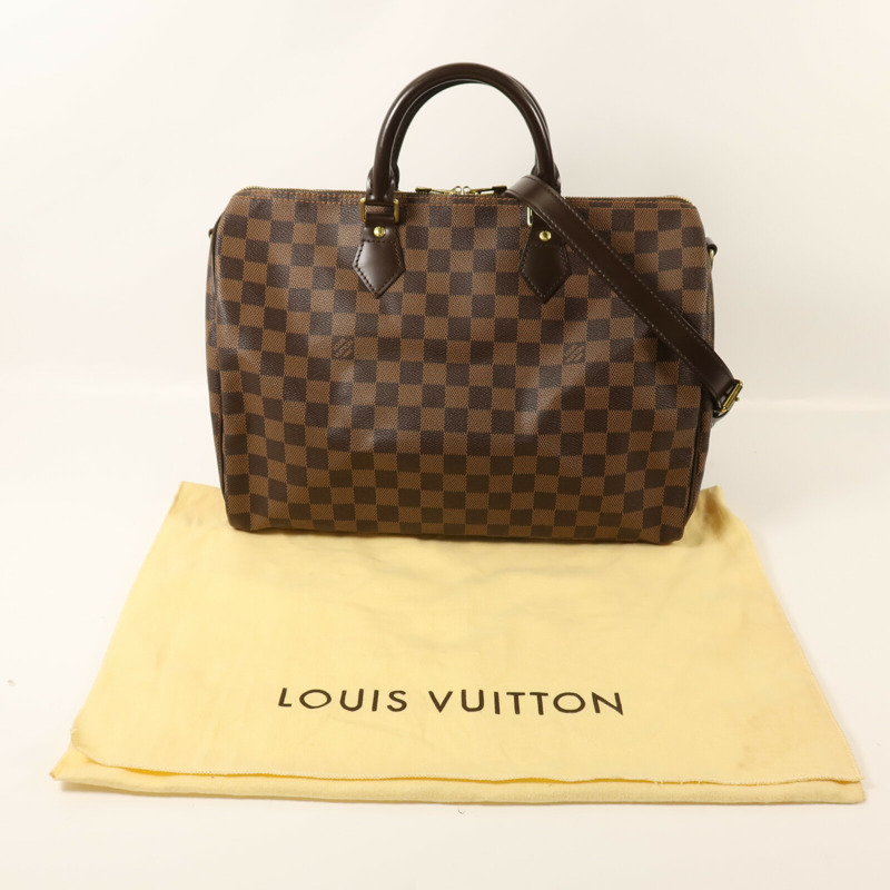 LOUIS VUITTON Damier Speedy Bandouliere 35金扣手挽肩背兩用袋-8