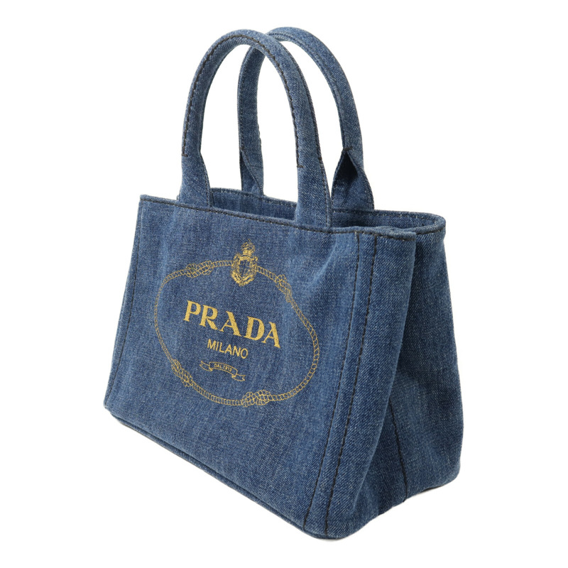 PRADA 牛仔布2 Way Shoulder金扣手挽肩背兩用袋-2