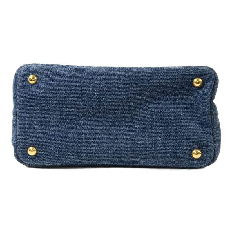 PRADA 牛仔布2 Way Shoulder金扣手挽肩背兩用袋-3